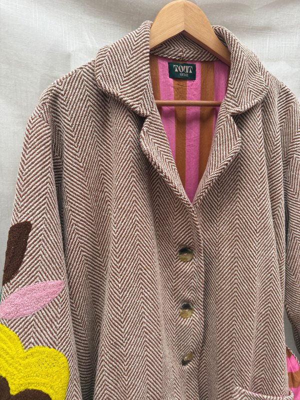 TOUT - Cappotto con uccelli in tweed