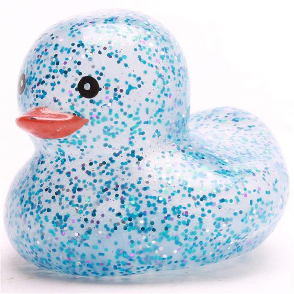 Mini Badeente Glitzer - blau - Gummiente