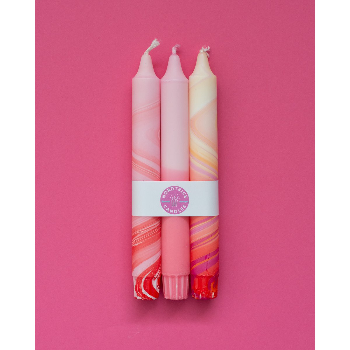 Taper candles - 3 pack/ Red Marble Mix