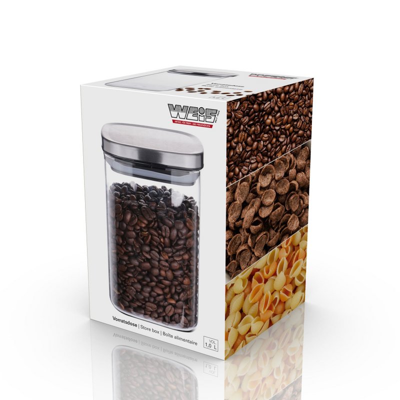 Voorraadpot glas rechthoekig 1000 ml
