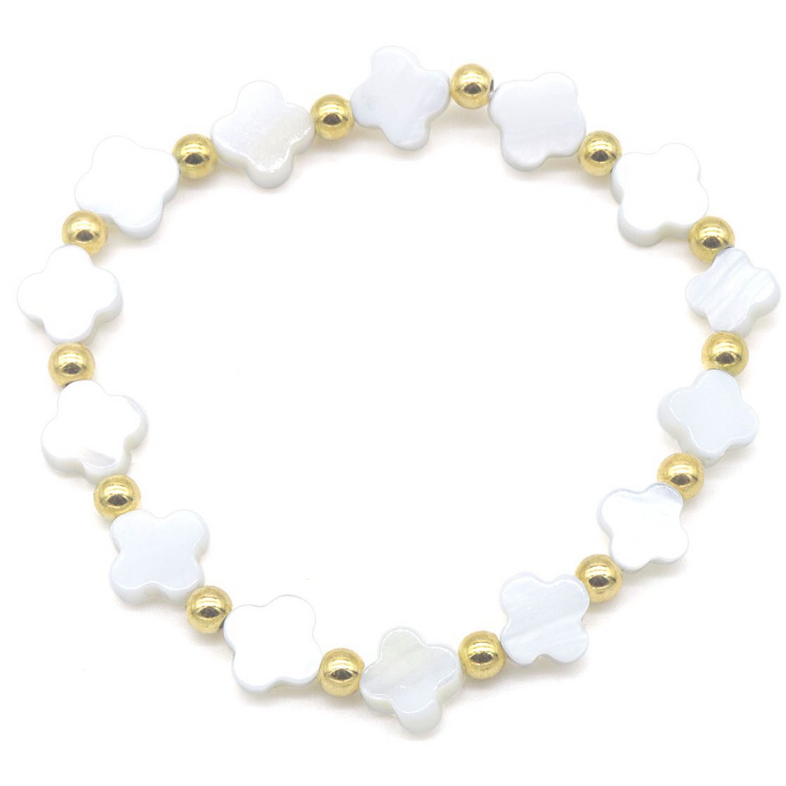H-A6.1 B100-024 S. Steel Beads with Shells Clovers