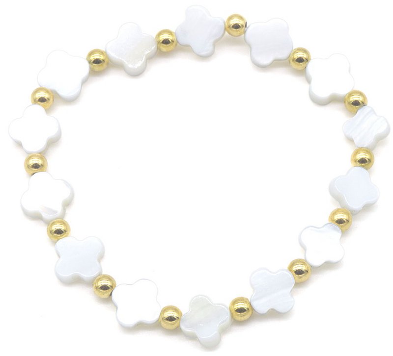 H-A6.1 B100-024 S. Steel Beads with Shells Clovers