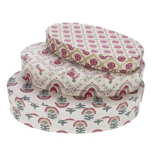 Gift boxes oval pink/white Set/3