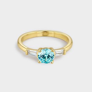 Trio ring with aquamarine blue zircon