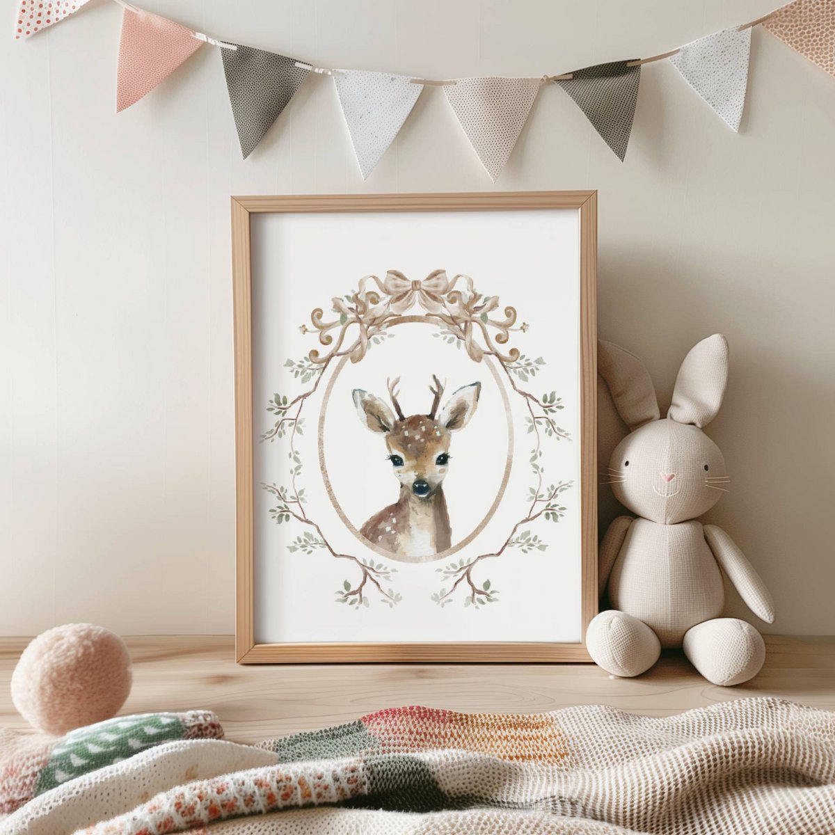 Vintage-Stil Hirsch Poster, Hirsch Poster, Hirsch Druck, süßes Hirsch Poster, Mädchenzimmer Poster, süßer Hirsch Druck, Mädchen Kinderzimmer Kunstdruck, Mädchenzimmer