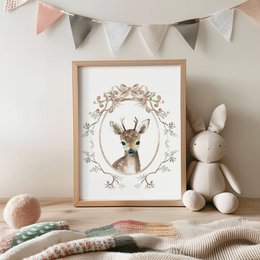 Vintage-Stil Hirsch Poster, Hirsch Poster, Hirsch Druck, süßes Hirsch Poster, Mädchenzimmer Poster, süßer Hirsch Druck, Mädchen Kinderzimmer Kunstdruck, Mädchenzimmer