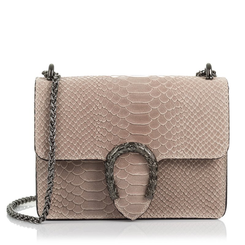 Firenze Artegiani. Lorenza Bolso de mano Mujer.Piel auténtica Gamuza Grabado Serpiente