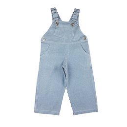 Jardineiras Calças Unisexo Sarja Riscas Azul/Branco