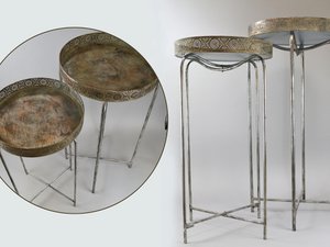 Tray set 2 m.foot, 40x40x75, antique brown