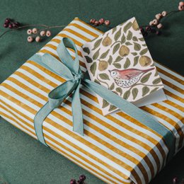 Mini greeting card - Song thrush and pears
