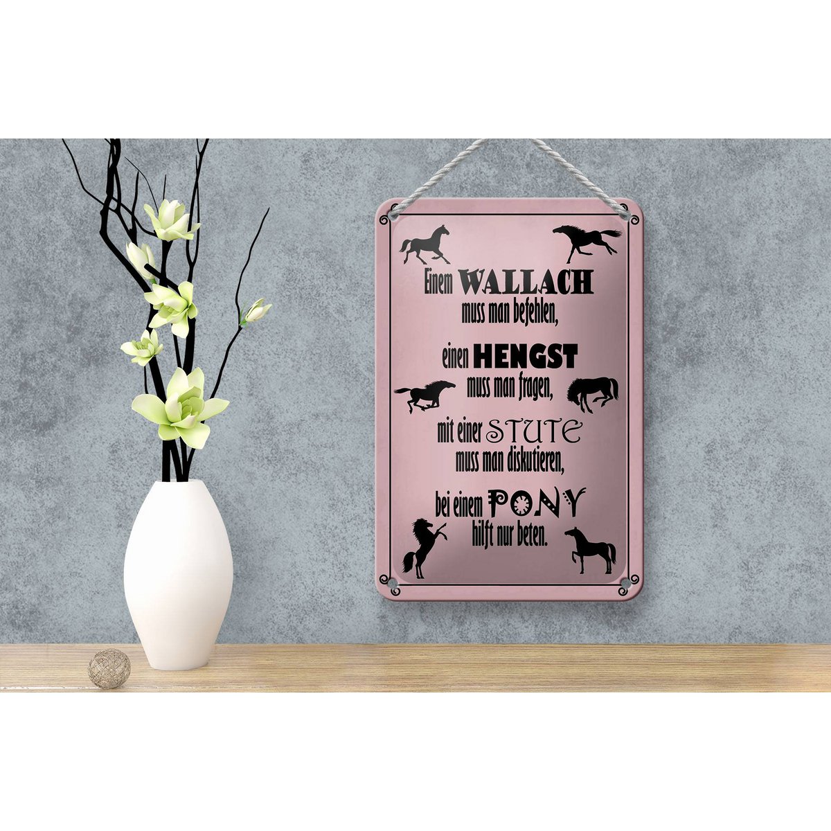 Tin sign saying 12x18cm horses wallah stallion pony mare decoration