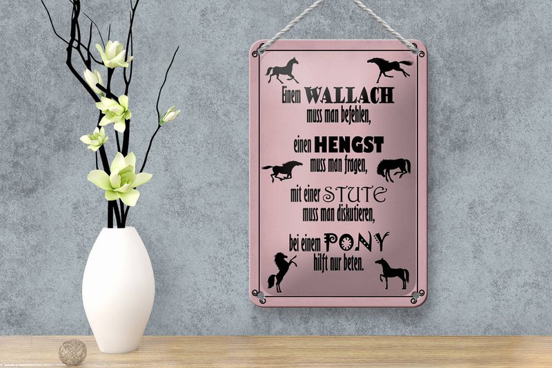 Tin sign saying 12x18cm horses wallah stallion pony mare decoration