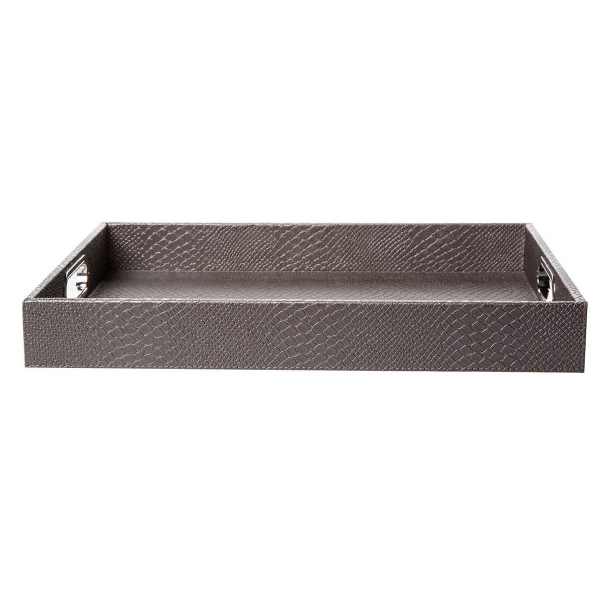 Comprimé rectangulaire avec poignées en cuir synthétique taupe reptile