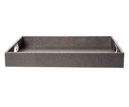 Comprimé rectangulaire avec poignées en cuir synthétique taupe reptile