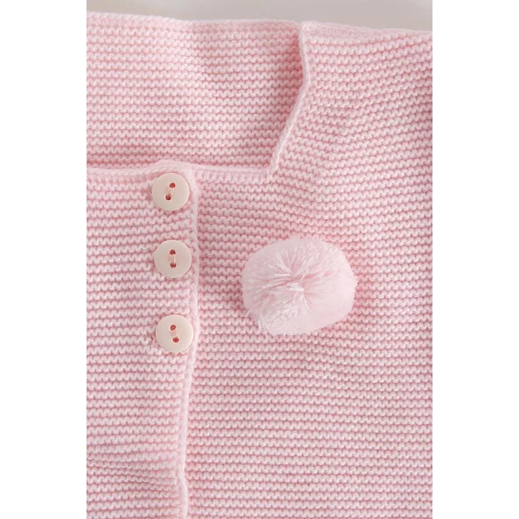 Cárdigan de punto para bebé con pompón, rosa