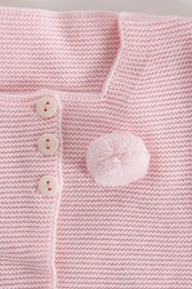 Cárdigan de punto para bebé con pompón, rosa