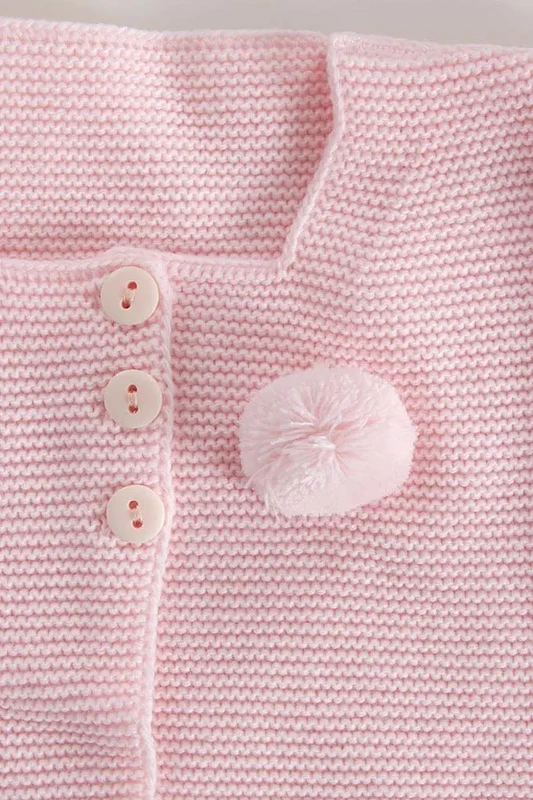 Cárdigan de punto para bebé con pompón, rosa