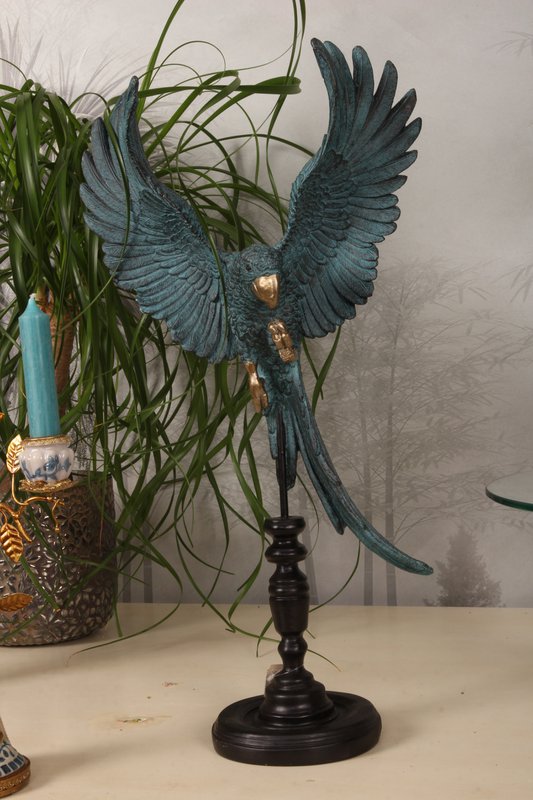 Parrot Figurine on Stand 52.5 cm - Blue - resin