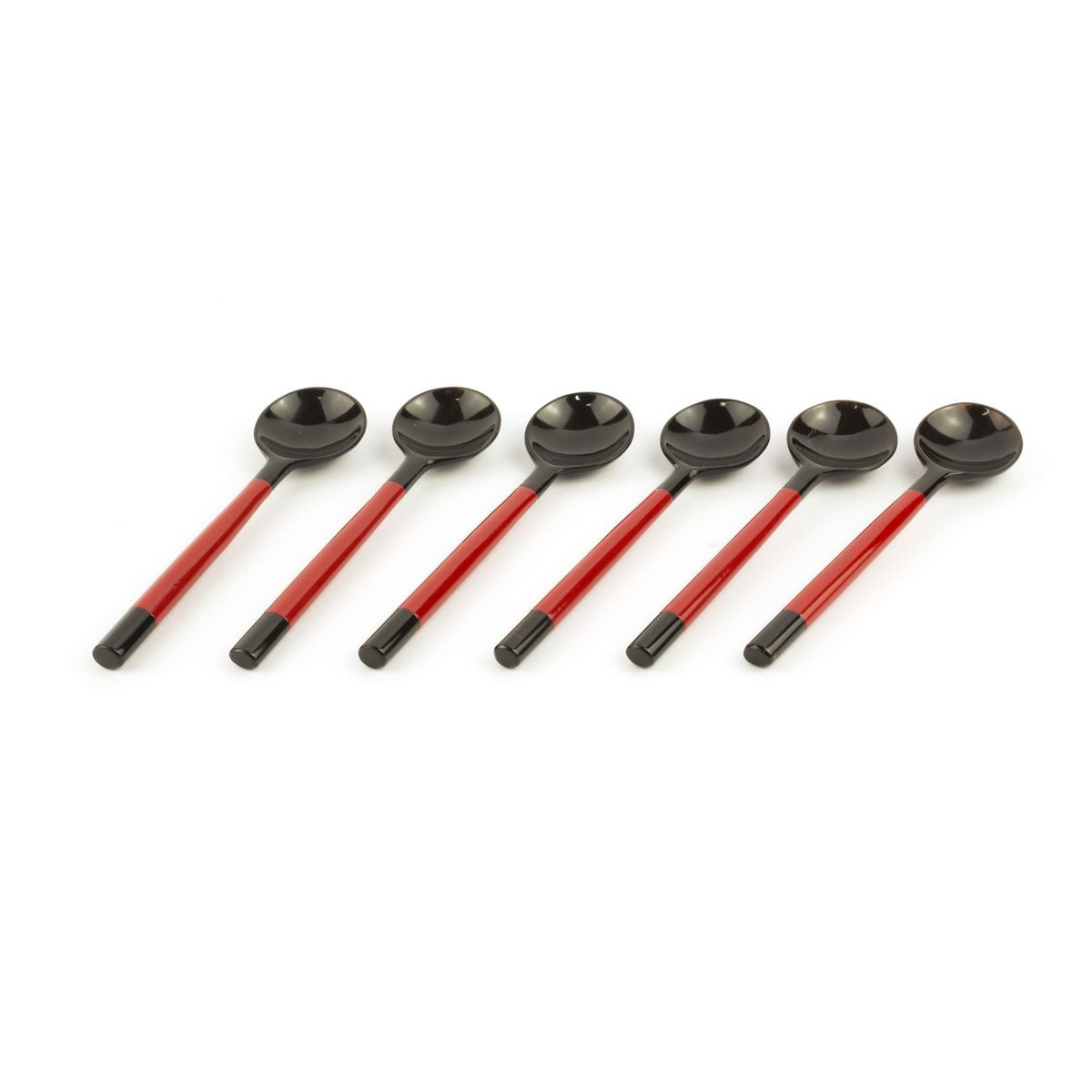 Set de 6 cucharillas redondas con mango lacado rojo