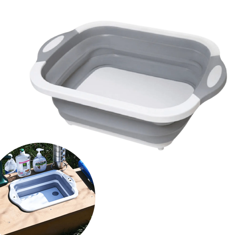 Évier pliable en silicone pour camping - Planche à découper portable