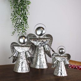 Ángel plata 25cm, ángel de la guarda, decoración navideña
