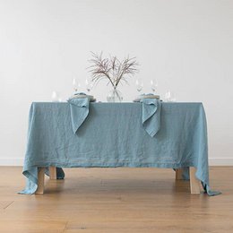 Linen Tablecloth Stone Blue Stone Washed
