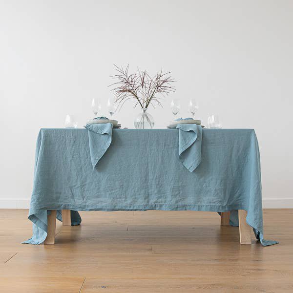 Linen Tablecloth Stone Blue Stone Washed
