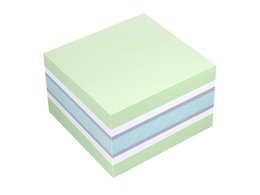 Info notes 75x75mm assorti kleuren blok a 450 vel: wit, pastelgroen, violet, pastelblauw