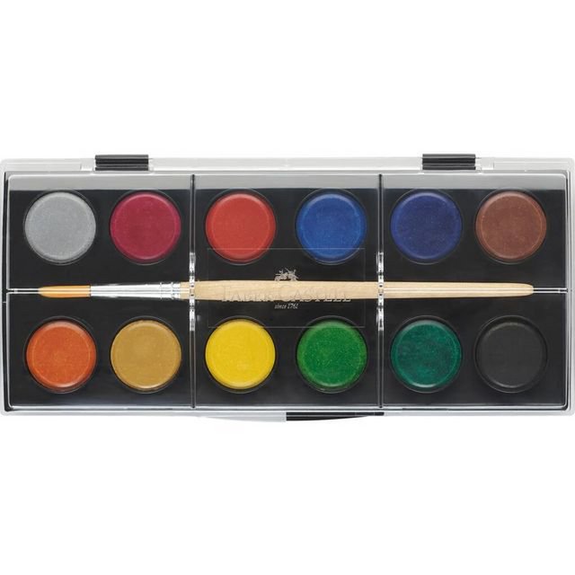 Watercolor box FC 12 colors (diameter 24mm) incl. brush