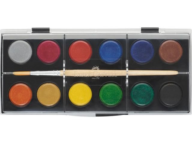 Watercolor box FC 12 colors (diameter 24mm) incl. brush