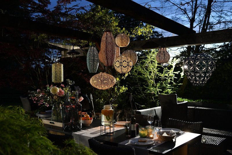 LUMIZ SOLAR LAMPION IKAT ROND - 30 cm - Light Taupe
