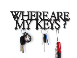  Black metal key hanger with the text "WHERE ARE MY KEYS?" Holds multiple keys and key chains.