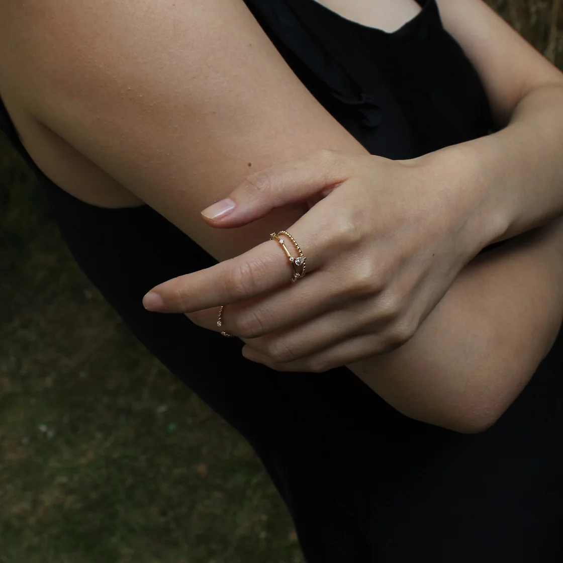 Bague bambou or 18 carats