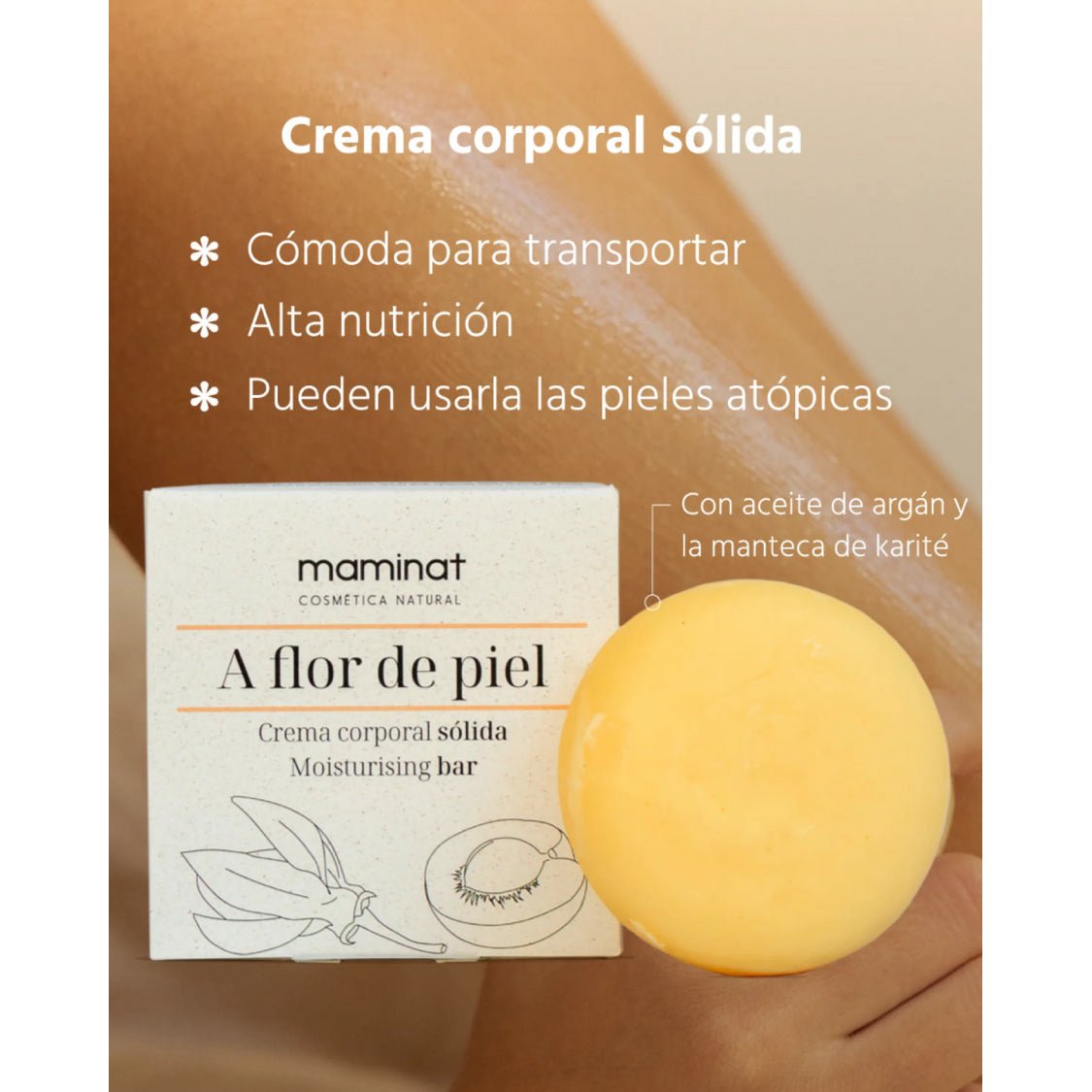 60g solid body cream - A leather flower - with jojoba and karité