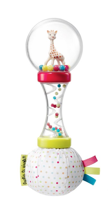 Hochet maracas doux Sophie la girafe dans une boîte cadeau blanche
