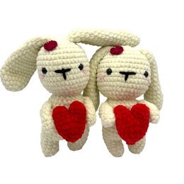Handmade cuddly toy - bunny with heart - made of velvet