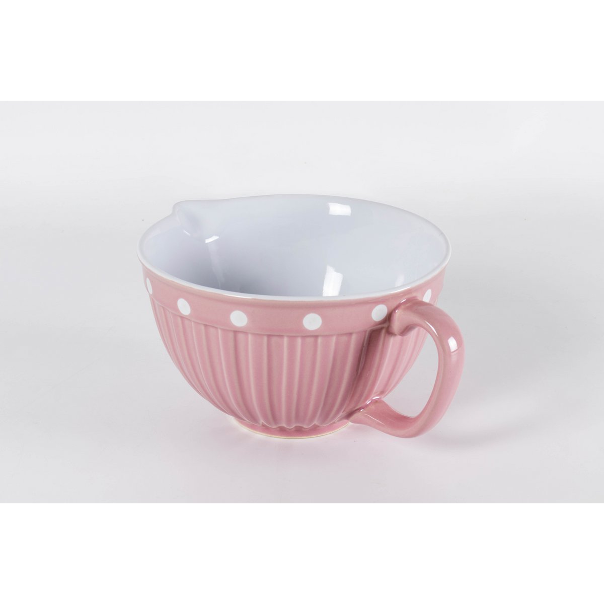 Pink batter bowl with handle & dots Isabelle Rose
