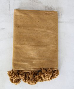 Organic cotton Moroccan blanket and pillow cover - Ochre