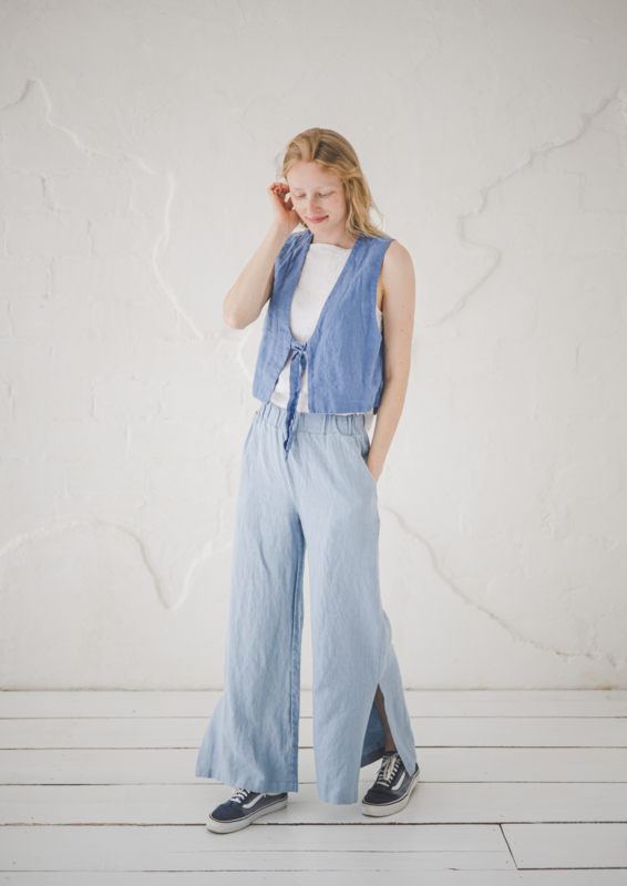 Lässige Leinenhose mit Schlitz für Damen