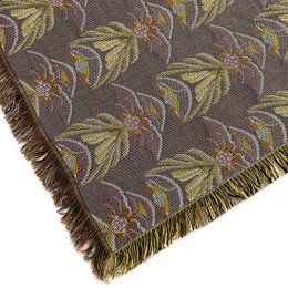 NIN-NIT | Couverture Nouveaux Classiques | plaid | couverture tissée | couvre-lit | 100% coton tissé | Fleurs | feuilles | imprimé nature graphique | marron | orange | beige | lilas | bleu | vert | violet | rose | 220x160cm