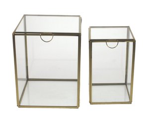 Vitrine s/2 Glas goldfarben. Metall