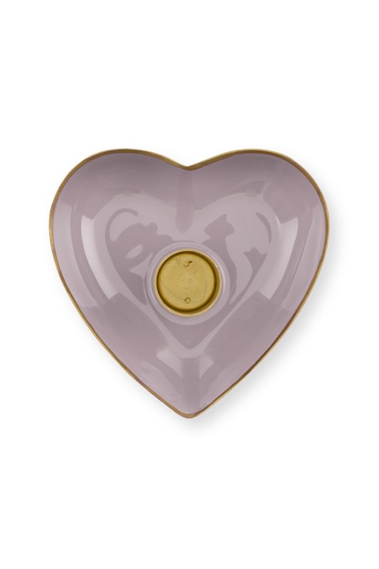 Set/2 Candle Holders Metal Heart Lilac 10x3cm