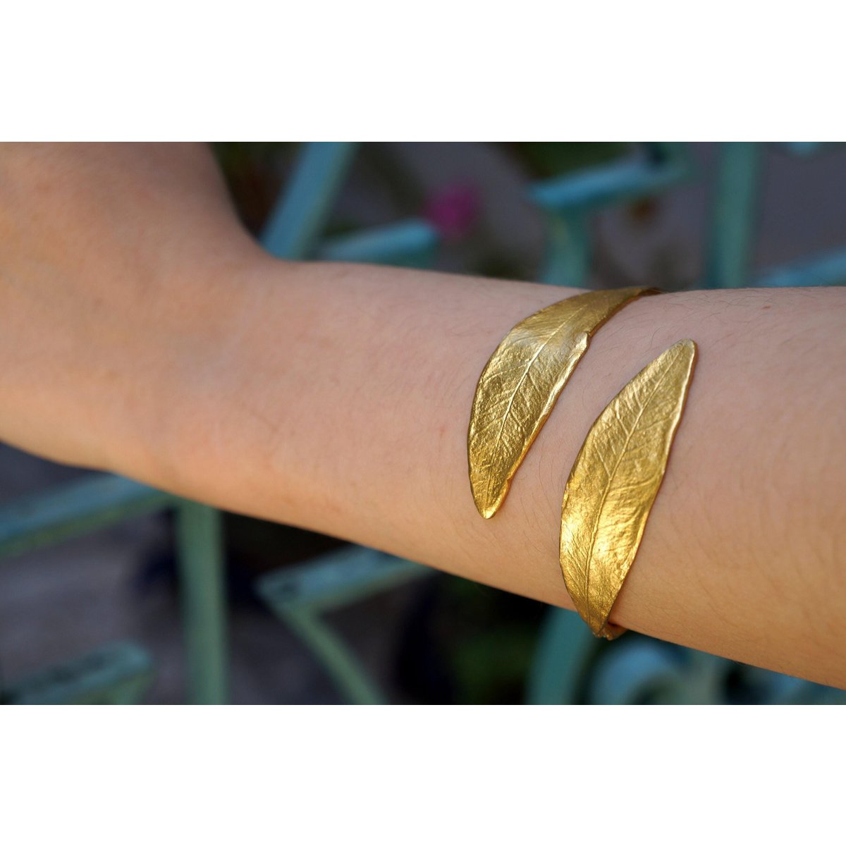 Gold Olive Leaf Bracelet, Gold-Plated Sterling Silver Jewelry, Gold-Silver Cuff, Gift for Her, Birthday Gift for Women, Handmade Jewelry
