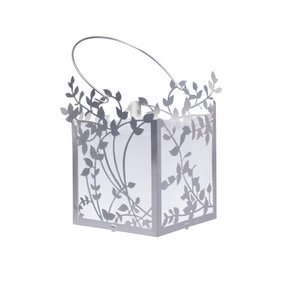 Tealight Holder with Foliage, Silver