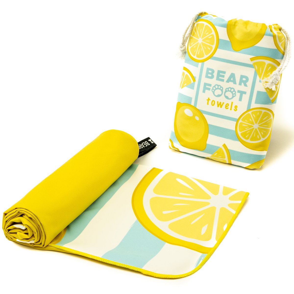 Microfiber beach towel - yellow lemon
