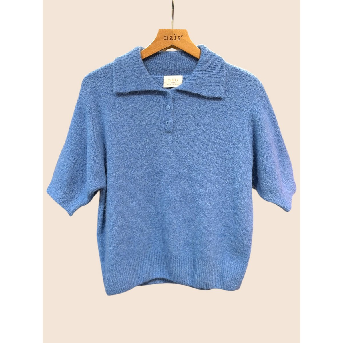 Pull col polo manches courtes en alpaga