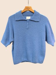 Pull col polo manches courtes en alpaga