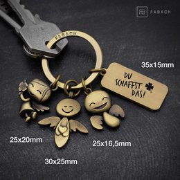 3 Angels" Guardian Angel Keychain - Angel Lucky Charm with Message Engraved "You can do it!"