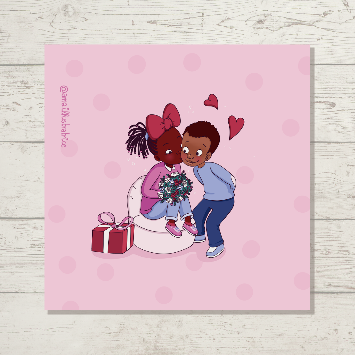 Carte carrée simple "les amoureux"