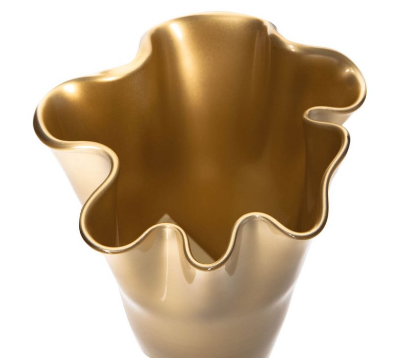 Vase glas bølget guld metallic glas vase bord vase 21 x 21 x 30 cm